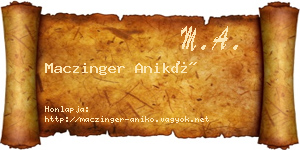 Maczinger Anikó névjegykártya